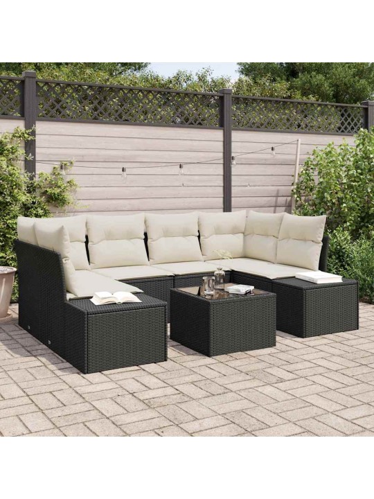 Aia diivanikomplekt padjaga 7 tk must ja kreem 55 x 55 x 37 cm