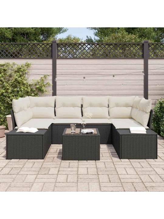 Aia diivanikomplekt padjaga 7 tk must ja kreem 55 x 55 x 37 cm