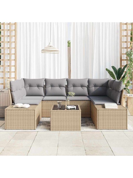 Aia diivanikomplekt padjaga 7 tk beež ja hall 55 x 55 x 37 cm