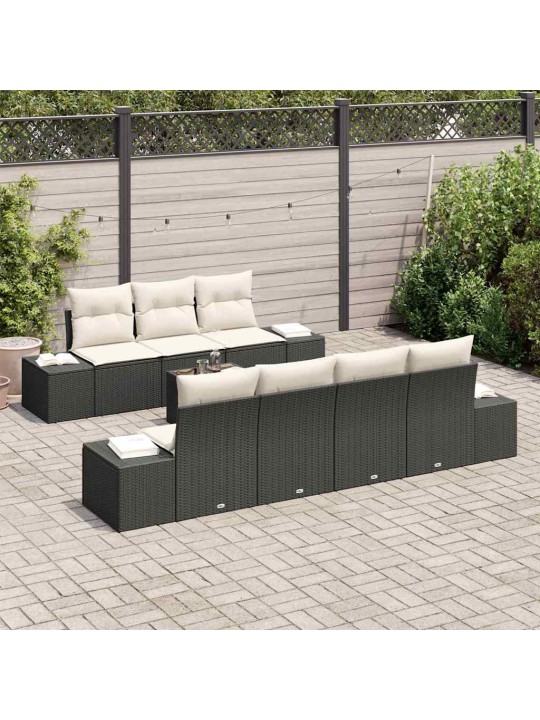 Aia diivanikomplekt padjaga 8 tk must ja kreem 55 x 55 x 37 cm