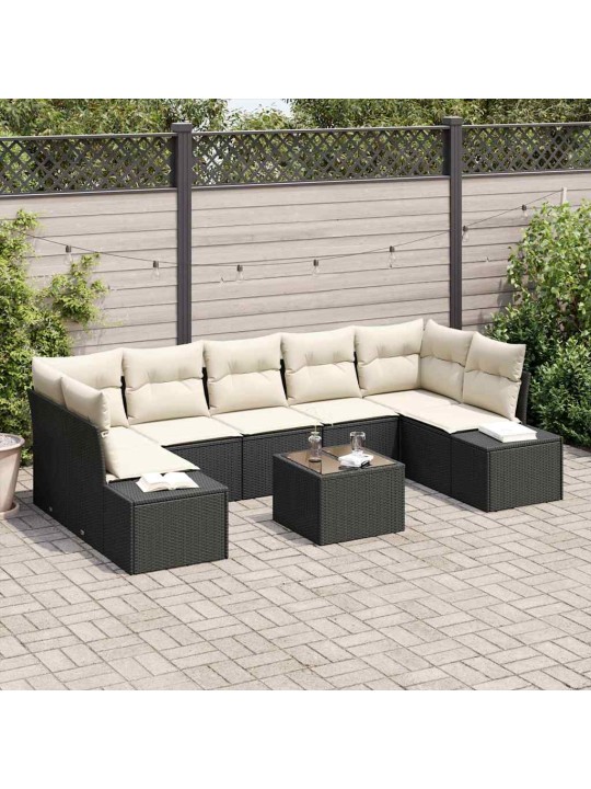 Aia diivanikomplekt padjaga 8 tk must ja kreem 55 x 55 x 37 cm