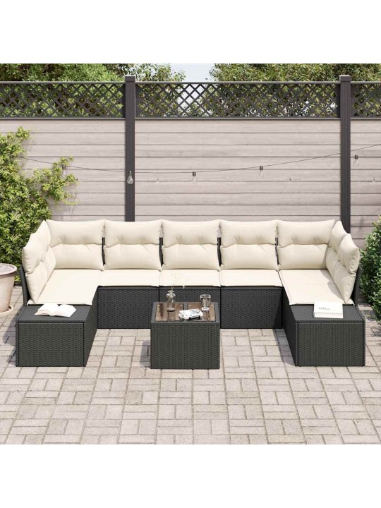 Aia diivanikomplekt padjaga 8 tk must ja kreem 55 x 55 x 37 cm