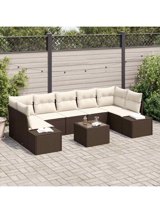Aia diivanikomplekt 8 tk pruun ja kreem 55 x 55 x 37 cm
