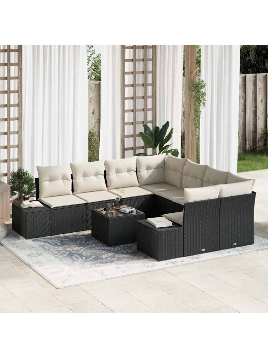 Aia diivanikomplekt padjaga 9 tk must ja kreem 55 x 55 x 37 cm
