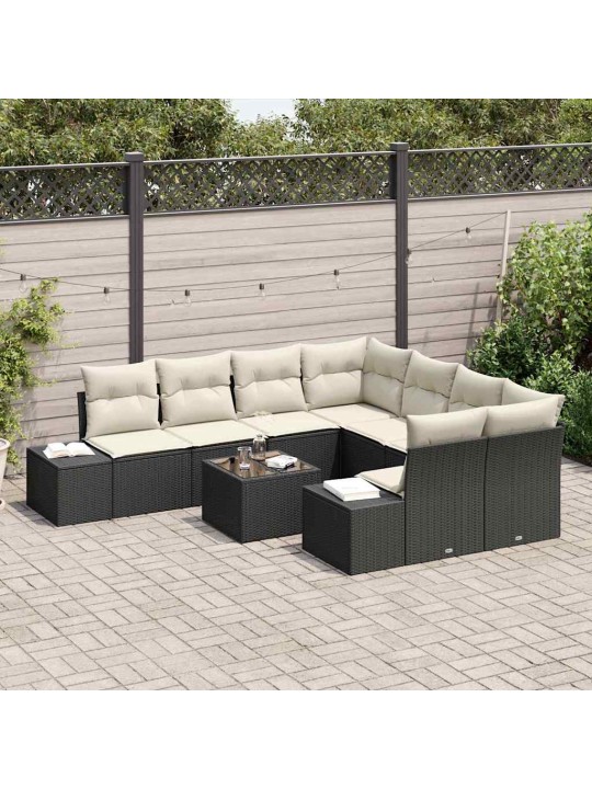 Aia diivanikomplekt padjaga 9 tk must ja kreem 55 x 55 x 37 cm