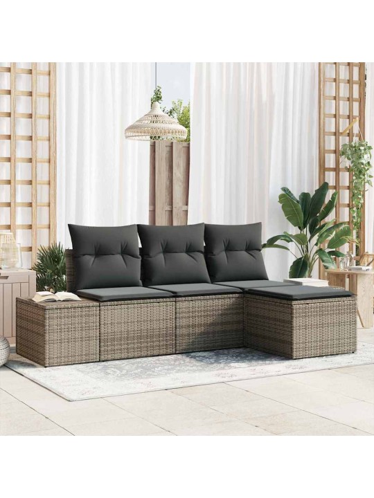 Aia diivanikomplekt 4 tk hall polü rattan, pulberkattega teras