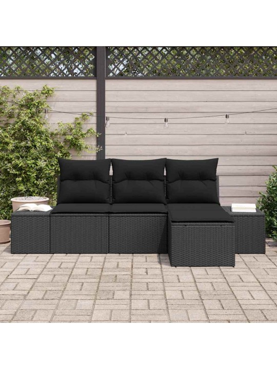 Aia diivanikomplekt 4 tk must polü rattan, pulberkattega teras
