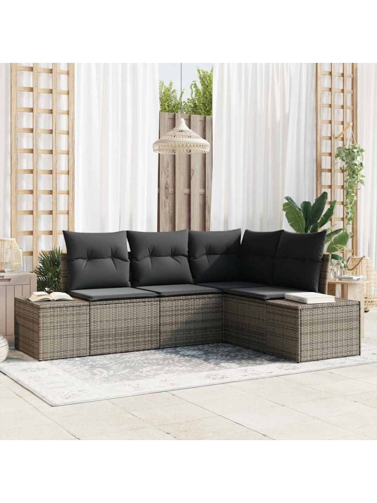 Aia diivanikomplekt 4 tk hall polü rattan, pulberkattega teras