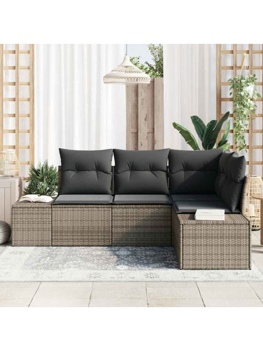 Aia diivanikomplekt 4 tk hall polü rattan, pulberkattega teras