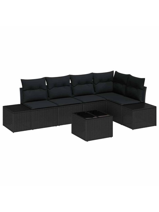 Aia diivanikomplekt 6 tk must polü rattan, pulberkattega teras