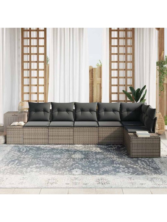 Aia diivanikomplekt 6 tk hall polü rattan, pulberkattega teras