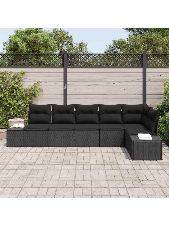 Aia diivanikomplekt 6 tk must polü rattan, pulberkattega teras