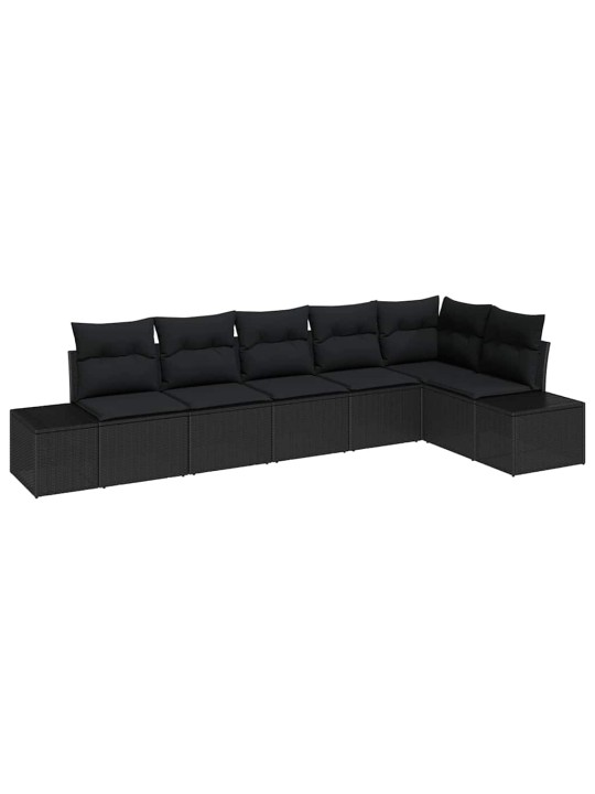 Aia diivanikomplekt 6 tk must polü rattan, pulberkattega teras