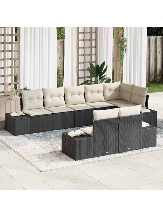 Aia diivanikomplekt 8 tk must ja kreemjas 319 x 154 x 85 cm