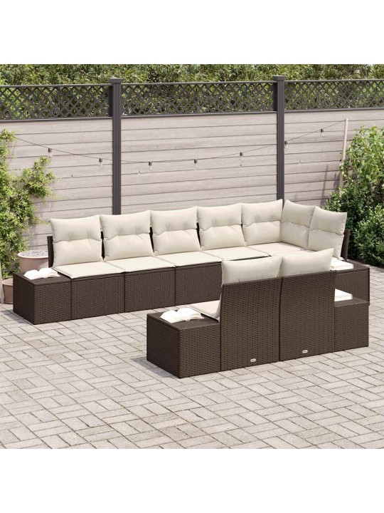 Aia diivanikomplekt 8 tk pruun ja kreemjas 319 x 154 x 85 cm