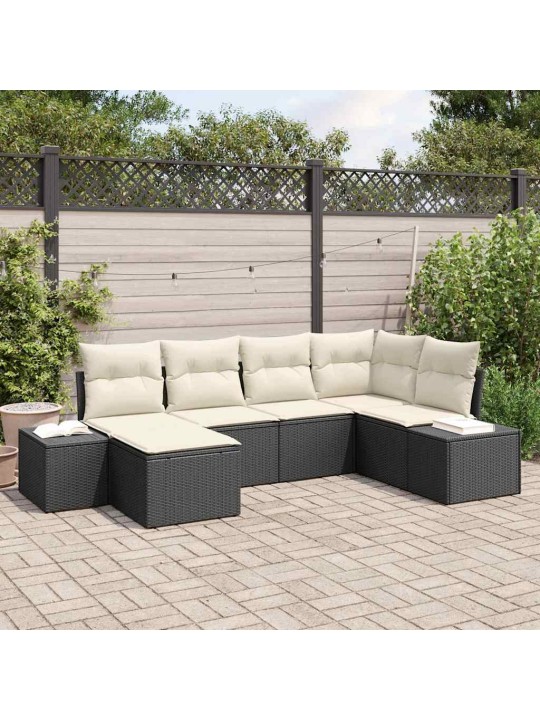Aia diivanikomplekt 6 tk must ja kreemjas 264 x 154 x 85 cm