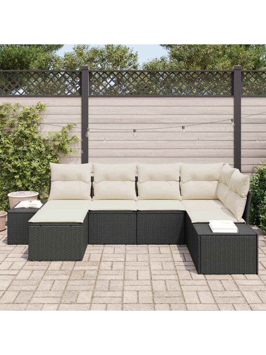 Aia diivanikomplekt 6 tk must ja kreemjas 264 x 154 x 85 cm