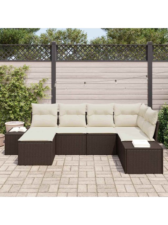Aia diivanikomplekt 6 tk pruun ja kreemjas 264 x 154 x 85 cm