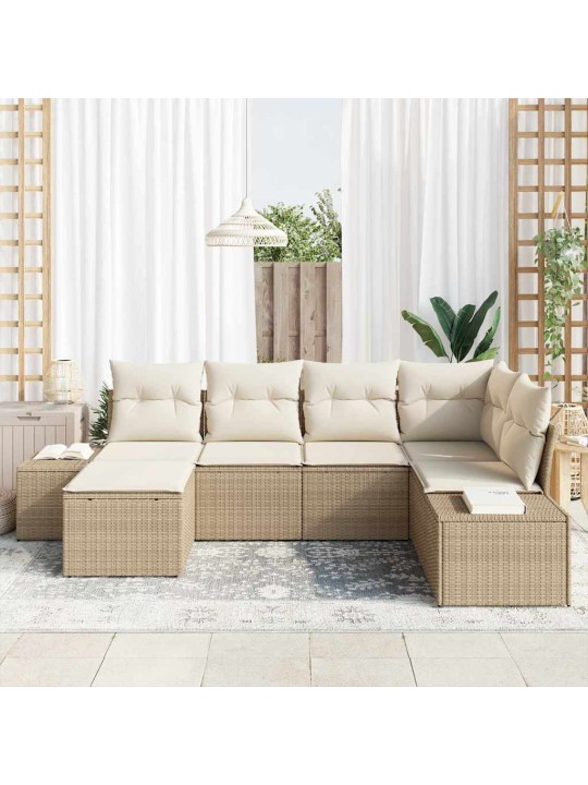Aia diivanikomplekt 6 tk beež ja kreemjas 264 x 154 x 85 cm