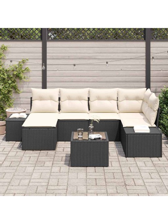 Aia diivanikomplekt 7 tk must ja kreemjas 264 x 154 x 85 cm