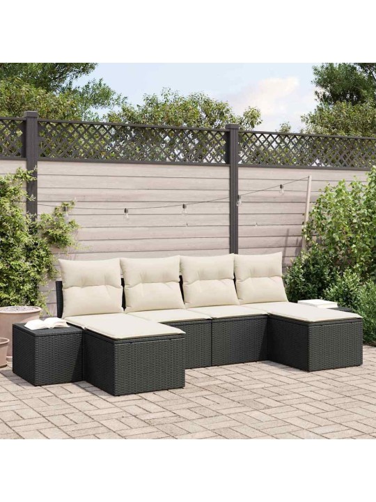 Aia diivanikomplekt 6 tk must ja kreemjas 184 x 62 x 85 cm