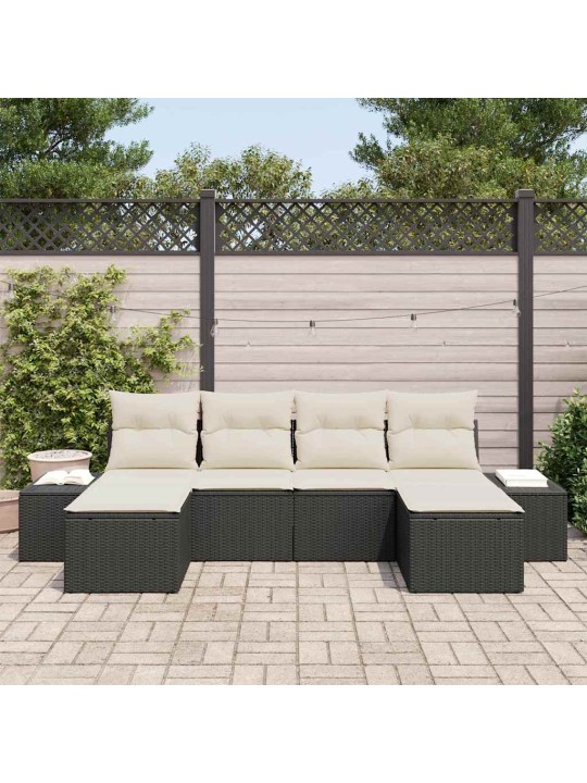 Aia diivanikomplekt 6 tk must ja kreemjas 184 x 62 x 85 cm