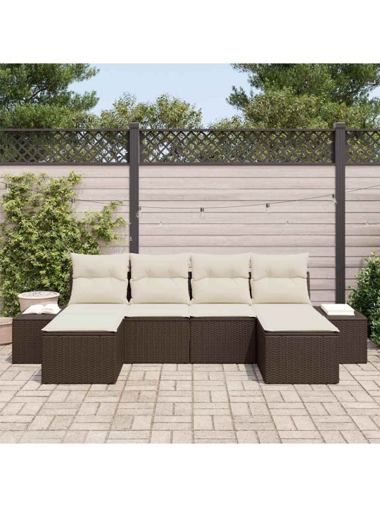 Aia diivanikomplekt 6 tk pruun ja kreemjas 184 x 62 x 85 cm