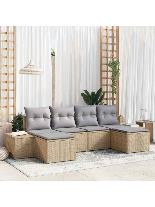 Aia diivanikomplekt 6 tk beež ja helehall 184 x 62 x 85 cm