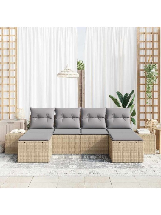 Aia diivanikomplekt 6 tk beež ja helehall 184 x 62 x 85 cm
