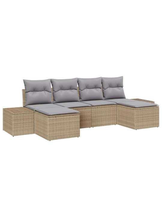 Aia diivanikomplekt 6 tk beež ja helehall 184 x 62 x 85 cm