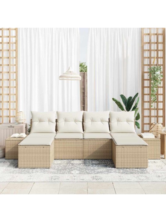 Aia diivanikomplekt 6 tk beež ja kreemjas 184 x 62 x 85 cm