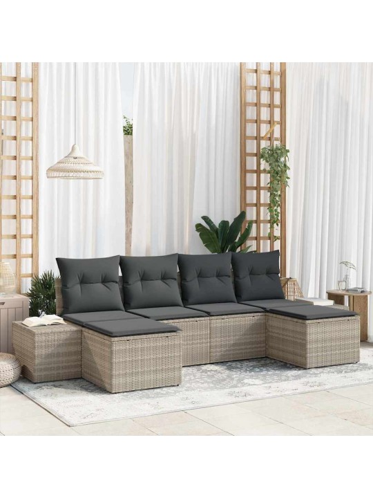 Aia diivanikomplekt 6 tk helehall 184 x 62 x 85 cm polürooster