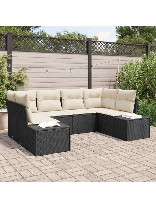 Aia diivanikomplekt 6 tk must ja kreemjas 234 x 154 x 85 cm