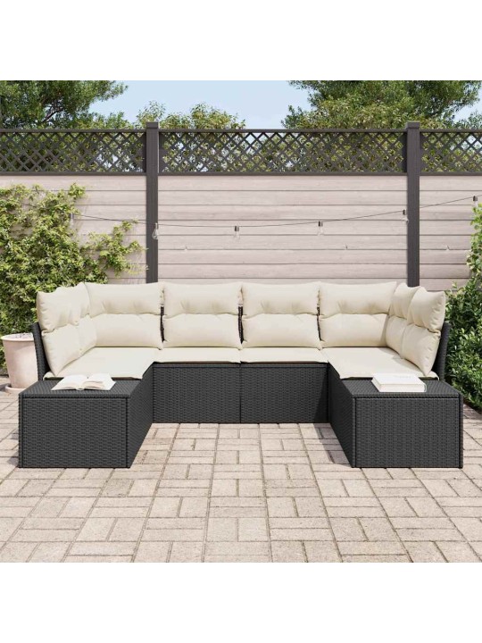 Aia diivanikomplekt 6 tk must ja kreemjas 234 x 154 x 85 cm