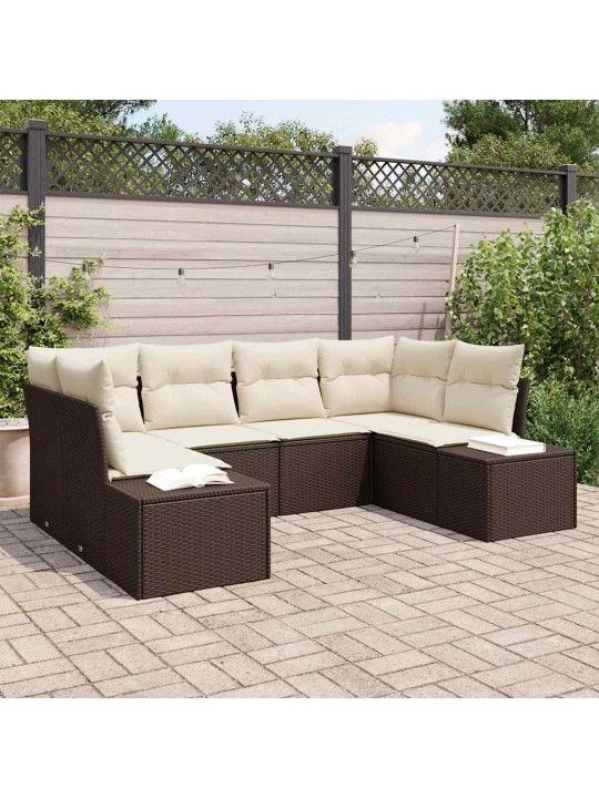 Aia diivanikomplekt 6 tk pruun ja kreemjas 234 x 154 x 85 cm