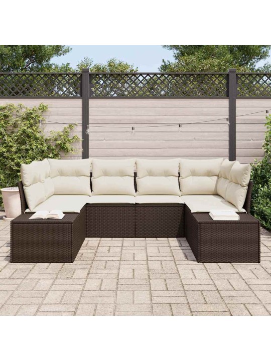 Aia diivanikomplekt 6 tk pruun ja kreemjas 234 x 154 x 85 cm