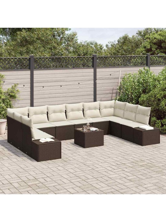 Aia diivanikomplekt 11 tk pruun ja kreemjas 344 x 209 x 85 cm