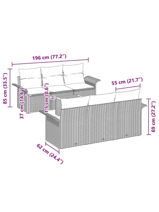 Aia diivanikomplekt padjaga padjaga 7 tk hall 55 x 55 x 37 cm