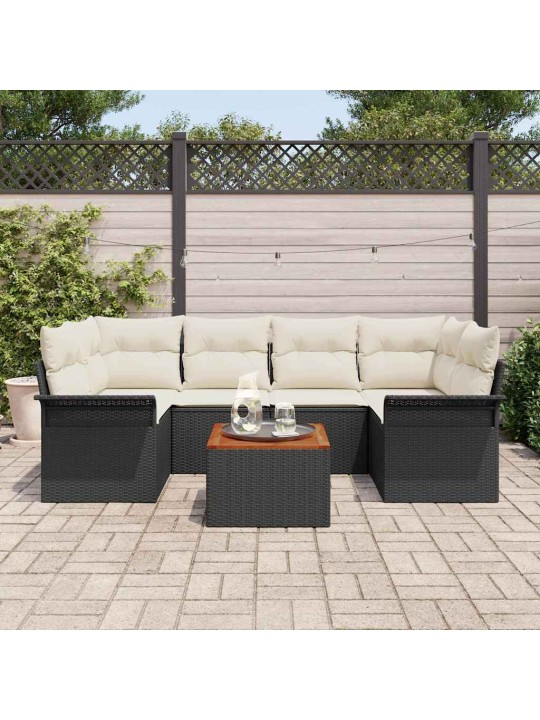 Aia diivanikomplekt padjaga 7 tk must ja kreem 55 x 55 x 37 cm