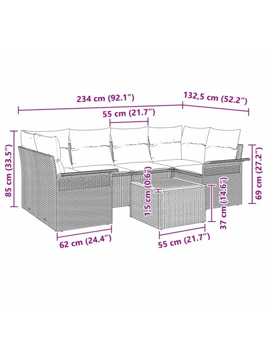 Aia diivanikomplekt padjaga padjaga 7 tk must 55 x 55 x 37 cm