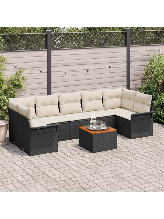 Aia diivanikomplekt padjaga 8 tk must ja kreem 55 x 55 x 37 cm