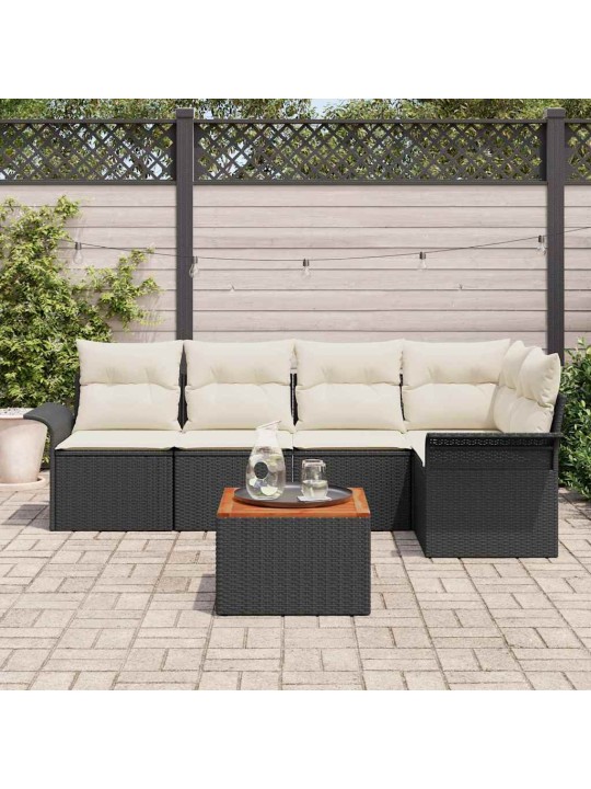 Aia diivanikomplekt padjaga 6 tk must ja kreem 55 x 55 x 37 cm