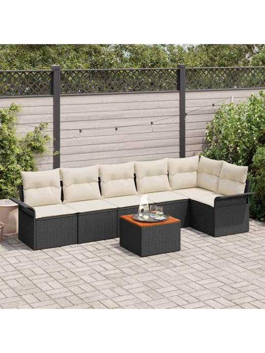 Aia diivanikomplekt padjaga 7 tk must ja kreem 55 x 55 x 37 cm