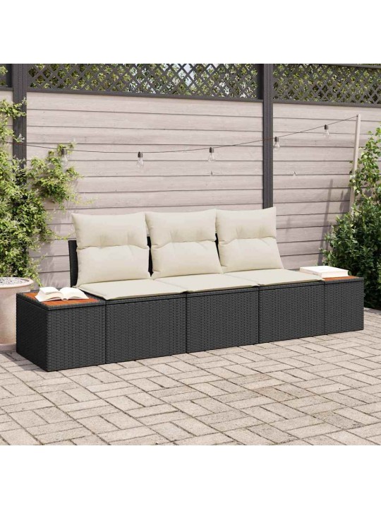Aia diivanikomplekt 3 tk must ja kreemjas 239 x 62 x 85 cm