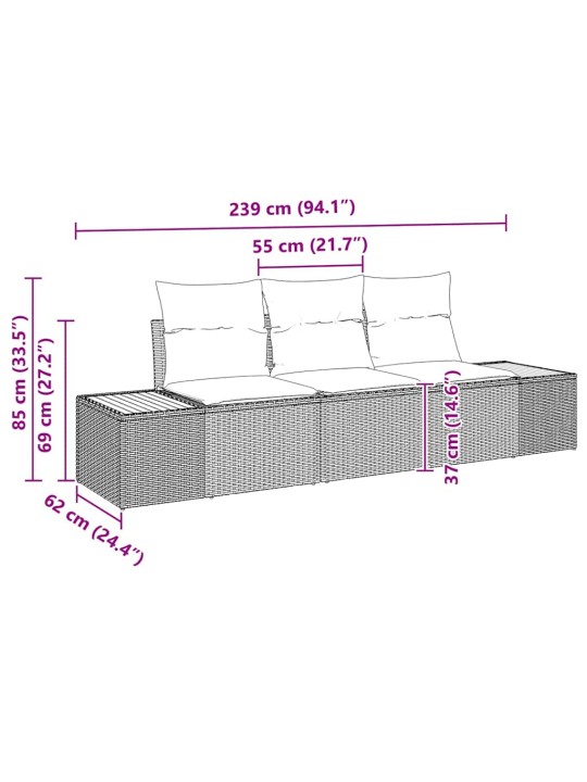 Aia diivanikomplekt 3 tk hall 239 x 62 x 85 cm polürooster