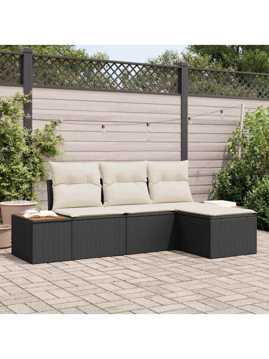 Aia diivanikomplekt 4 tk must ja kreemjas 184 x 62 x 85 cm