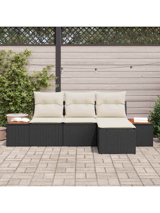 Aia diivanikomplekt 4 tk must ja kreemjas 184 x 62 x 85 cm