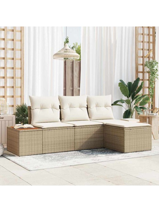 Aia diivanikomplekt 4 tk beež ja kreemjas 184 x 62 x 85 cm