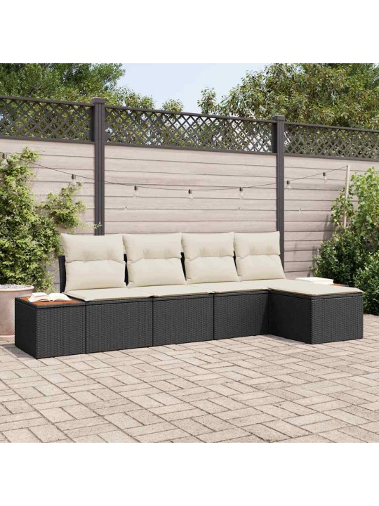 Aia diivanikomplekt 5 tk must ja kreemjas 184 x 62 x 85 cm