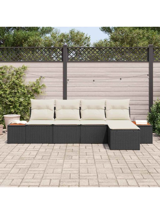 Aia diivanikomplekt 5 tk must ja kreemjas 184 x 62 x 85 cm